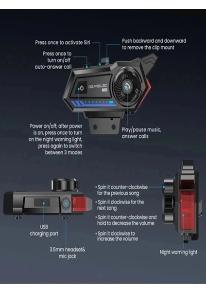 BT57 Motosiklet Kask Kulaklık Intercom Işıklı Motorsiklet Interkom modelleri