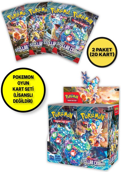 Pokemon Oyun Kartı Tcg Scarlet & Violet Stellar Crown Lisanssız Booster Pack - 2 Paket (20 Kart)