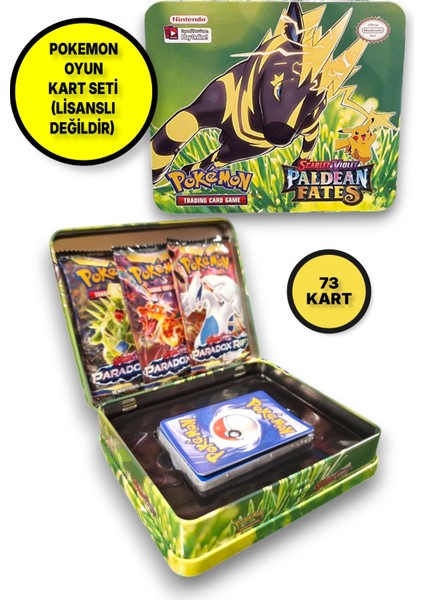 Pokemon Scarlet &violet Paldean Fates Tin Box Tcg Metal Kutulu Lisanssız Pokemon Kart Seti - Model2