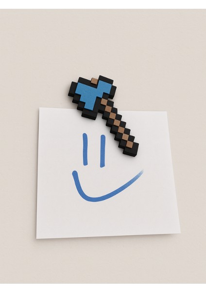 Minecraft Stil Mıknatıslı Kazma ve Kürek Seti - Not Tutucu Magnet Dekoratif Figür (2'li)