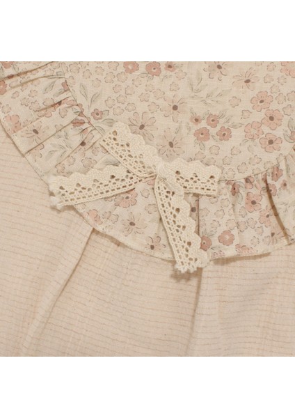 Kız Bebek Bej Çicek Desenli Yakası Fırfırlı Tulum fiyatları