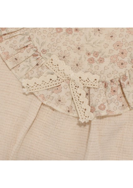 Kız Bebek Bej Çicek Desenli Yakası Fırfırlı Tulum indirimleri