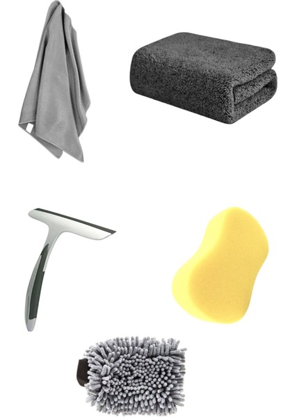 5'li Oto Yıkama Seti Mikrofiber Kurulama Bezi, Araba Yıkama Eldiveni, Cam Bezi 40X40, Lastik Süngeri fiyatları