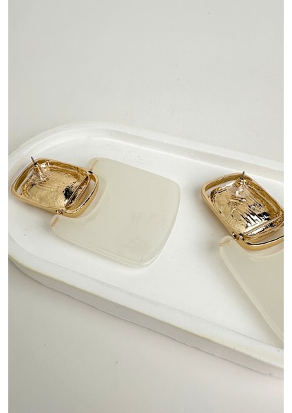 Vintage Geometrik Kare Taşlı Akrilik Küpe (7cm) modelleri