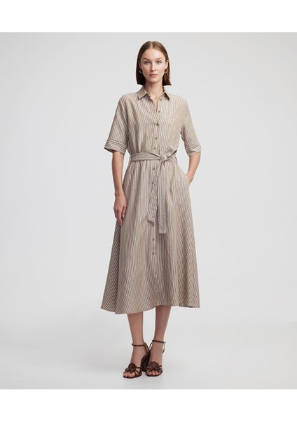 Çizgi Desen Gömlek Elbise IS1250002257014