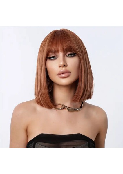 Koyu Bakır Perçemli Kısa Bob modelleri