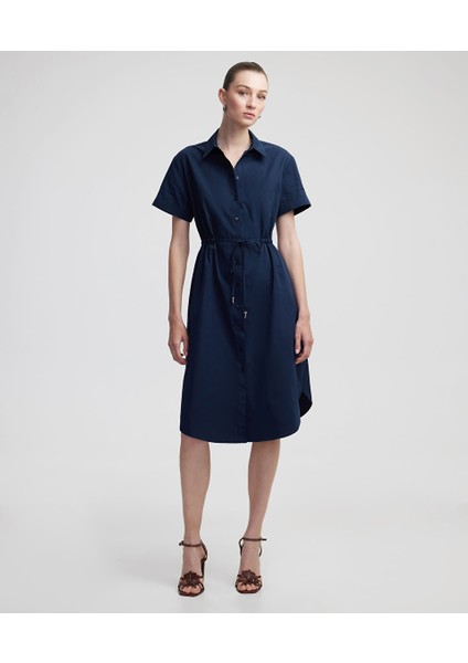 Poplin Midi Gömlek Elbise IS1250002398015