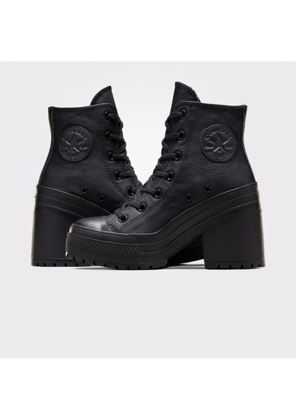 Chuck 70 De Luxe Unisex Siyah Deri Platform Sneaker.001 modelleri