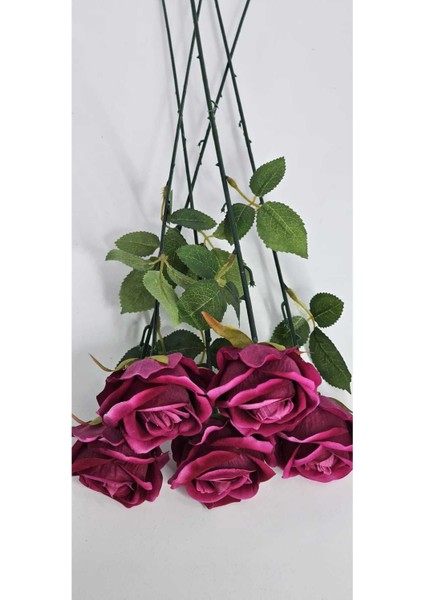 Yapay Kadife Gül 3 Adet Koyu Pembe 50 cm Vazodekor Gelin Çiçeği Ev Süsü modelleri