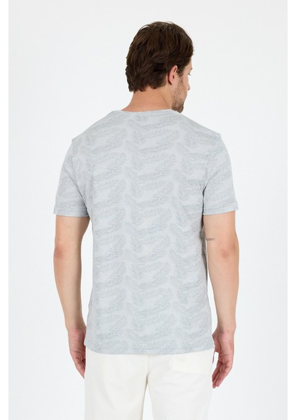 Erkek Bisiklet Yaka Desenli T-Shirt – %100 Pamuk – Rahat ve Şık Günlük Kısa Kollu Tişört 0115 indirimleri