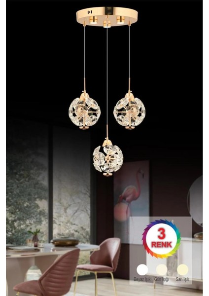Istanbul Avize Dali 3'lü Gold Kumandalı 3 Renk Ledli Modern LED Aplik indirimleri