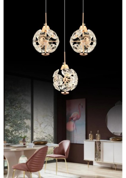 Istanbul Avize Dali 3'lü Gold Kumandalı 3 Renk Ledli Modern LED Aplik