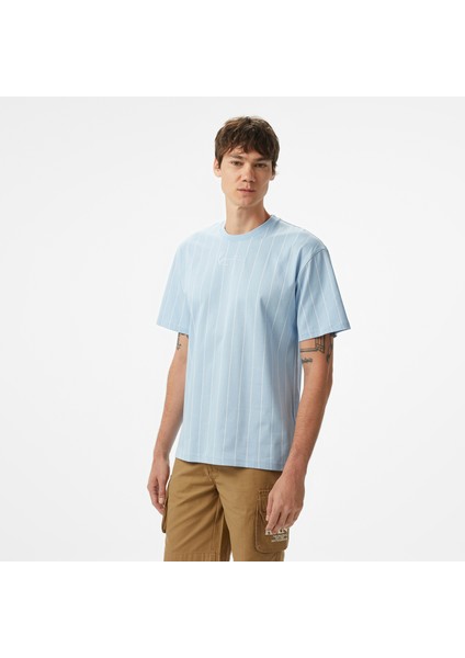 Small Signature Essential Pinstripe Erkek Mavi T-Shirt.32