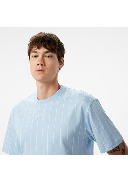 Small Signature Essential Pinstripe Erkek Mavi T-Shirt.32 fırsatları