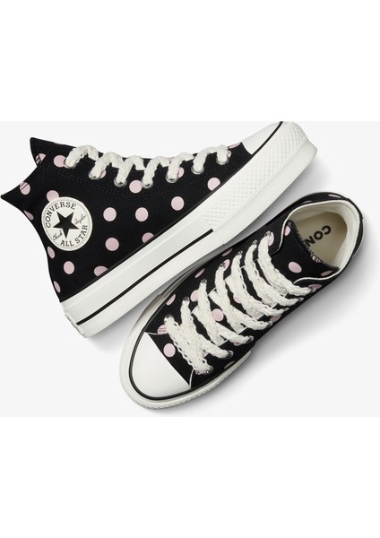 Chuck Taylor All Star Lift Polka Dots Kadın Siyah Platform SNEAKER.001 indirimleri