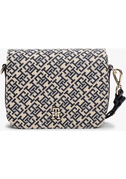 Th Jacquard Flap Crossover Kadın Mavi Çanta AW0AW17447DW6