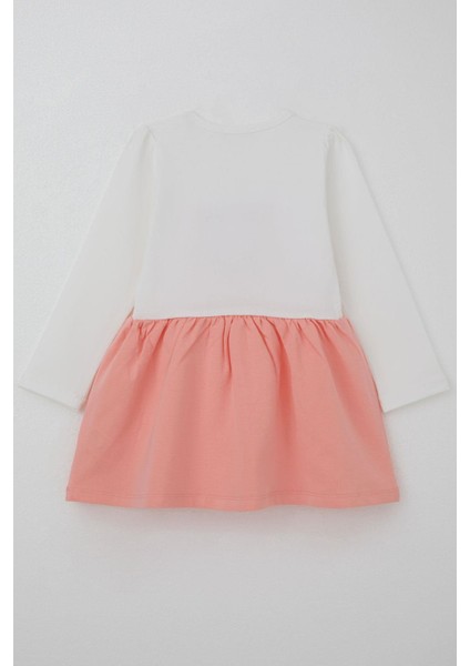 Kız Çocuk Elbise Pullu Nakışlı Kedicik 1-4 Yaş, Ekru fiyatları