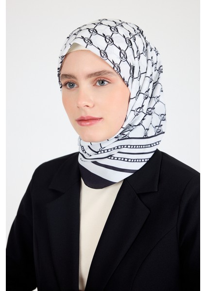 Siyah Monogram Desenli Eşarp 3015 modelleri