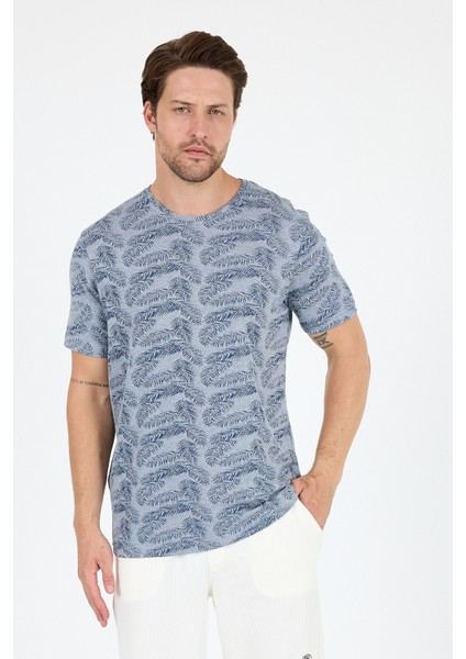 Erkek Bisiklet Yaka Desenli T-Shirt – %100 Pamuk – Rahat ve Şık Günlük Kısa Kollu Tişört 0115 fiyatları