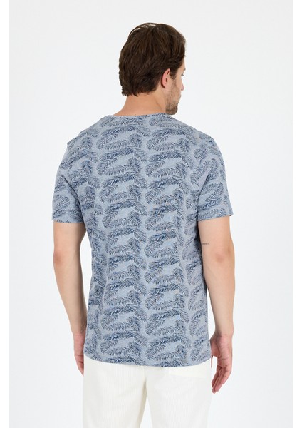 Erkek Bisiklet Yaka Desenli T-Shirt – %100 Pamuk – Rahat ve Şık Günlük Kısa Kollu Tişört 0115 indirimleri
