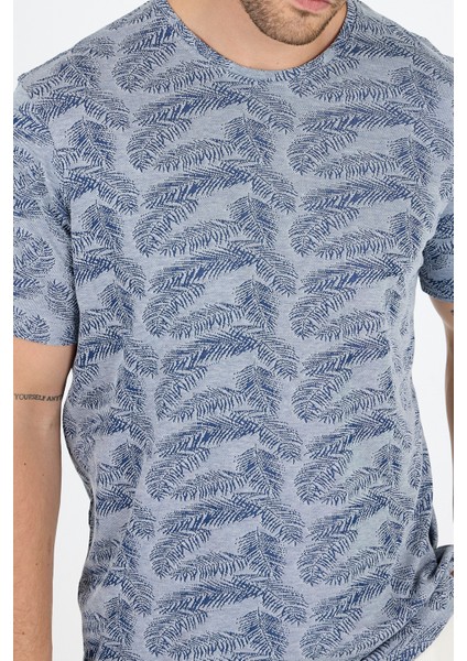 Erkek Bisiklet Yaka Desenli T-Shirt – %100 Pamuk – Rahat ve Şık Günlük Kısa Kollu Tişört 0115 fırsatları