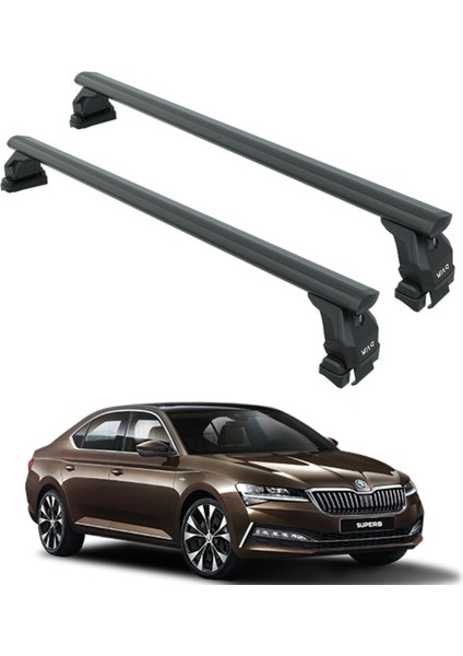 Skoda Superb Sedan B8 2015-2019 Oluksuz Üst Tavan Portbagaj Taşıyıcı Ara Atkısı Paw Serisi Pro 4 Siyah