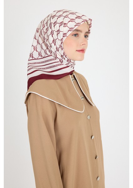 Bordo Monogram Desenli Eşarp 3015
