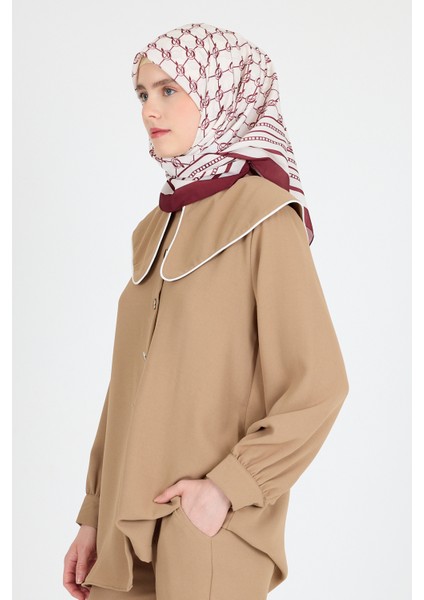 Bordo Monogram Desenli Eşarp 3015 modelleri