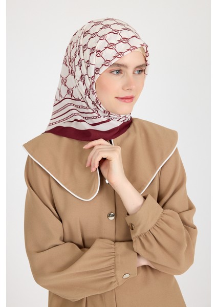 Bordo Monogram Desenli Eşarp 3015 indirimleri