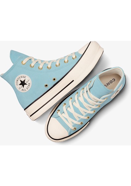 Chuck Taylor All Star Lift Kadın Mavi Süet Platform SNEAKER.423 indirimleri