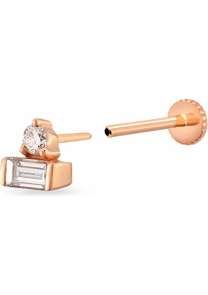 Eva Baget Kesim Pırlanta Taşlı 14 Ayar Rose Altın Kadın Piercing fiyatları