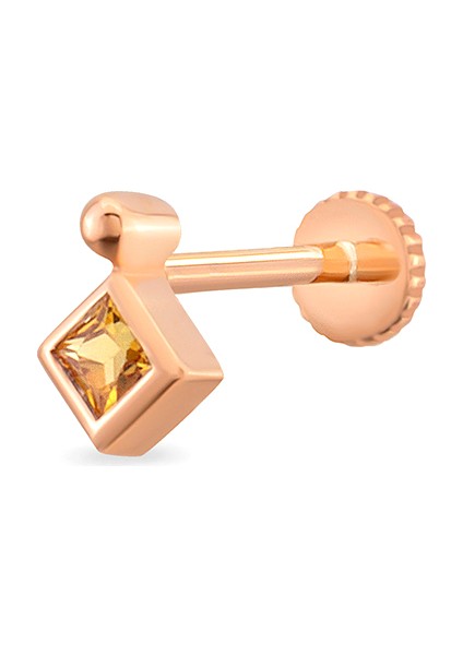 Echo Yellow Safir Taşlı 14 Ayar Rose Altın Kadın Piercing