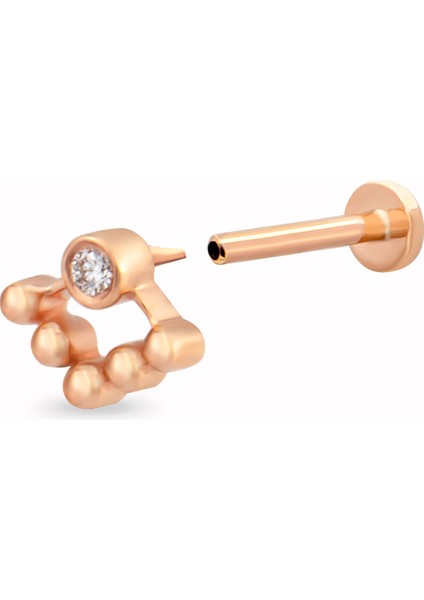 Rina Pırlanta Taşlı 14 Ayar Rosegold Kadın Kıkırdak Küpe fiyatları