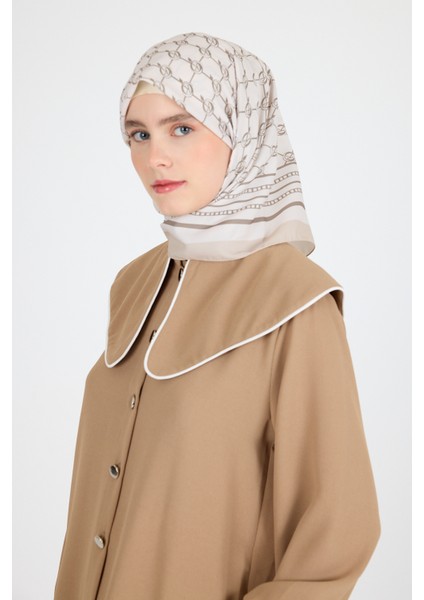 Bej Monogram Desenli Eşarp 3015
