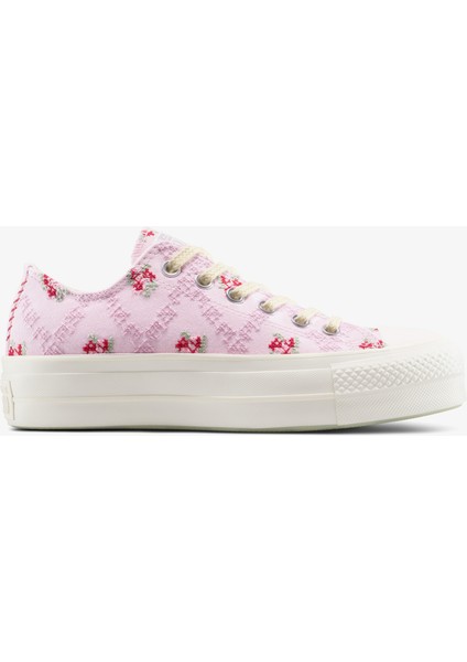 Chuck Taylor All Star Lift Rose Cross Stitch Unisex Pembe Platform SNEAKER.681