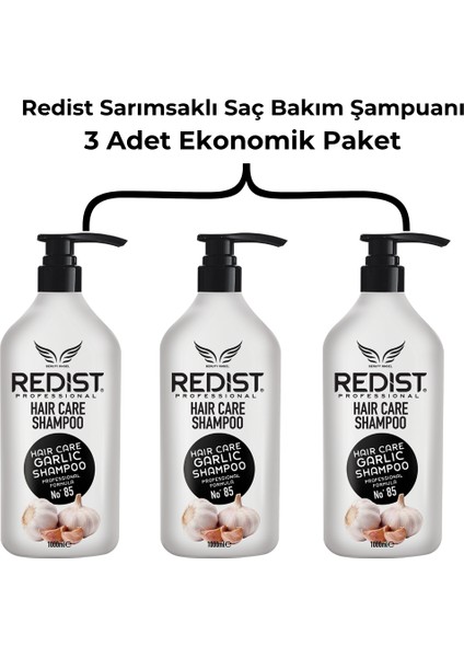 Dökülme Önleyici Sarımsak Özlü Saç Bakım Şampuanı 1000 ml 3 Adet Eko Paket