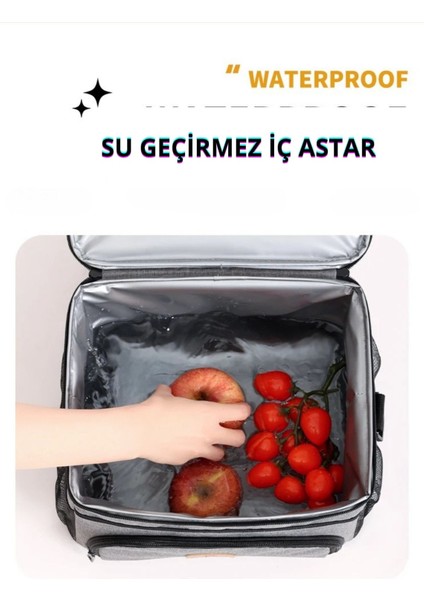 Soğuk/Sıcak Koruma Özellikli Çok Amaçlı Yemek, Taşıma Çantası Gri 14 L