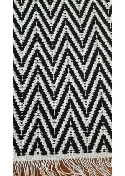 Pamuklu Cotton Kilim Çift Taraflı Yıkanabilir Dekoratif (80X150) - Siyah Beyaz V1 modelleri