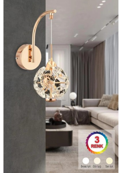 Istanbul Avize Dali Aplik Tekli Gold 3 Renk Ledli Modern LED Aplik