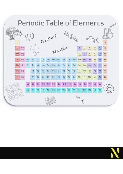 Periyodik Tablo Desenli Ergonomik Mouse Pad - 23 x 19 cm - Kaymaz Taban Ev ve Ofis Kullanımı Fare Altlığı Mousepad