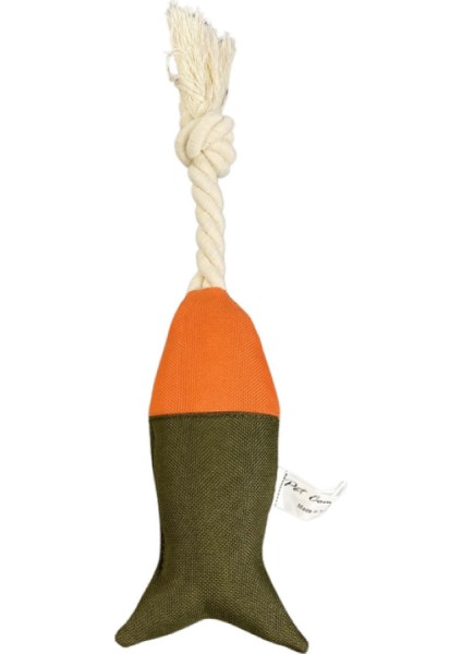 Ipli Balık Su Geçirmez Kedi Oyuncağı Haki-Turuncu Ø6cm, 24CM Sptgl