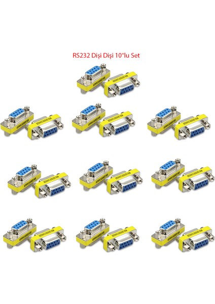 RS232 Dişi Dişi Çevirici Set Db9 Dişi-Dişi 9 Pin Çevirici 10 Set