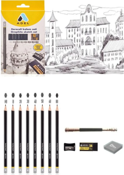 Eskiz Defteri A5 120 gr 50 Yp Black Edition Boya Kalemi 12 Renk Cepli Siyah Kalemlik 24 Bölmeli Set