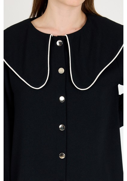 Siyah Bebe Yaka Düğmeli Tunik ve Yanı Şerit Detaylı Pantolon Takım 4661A modelleri