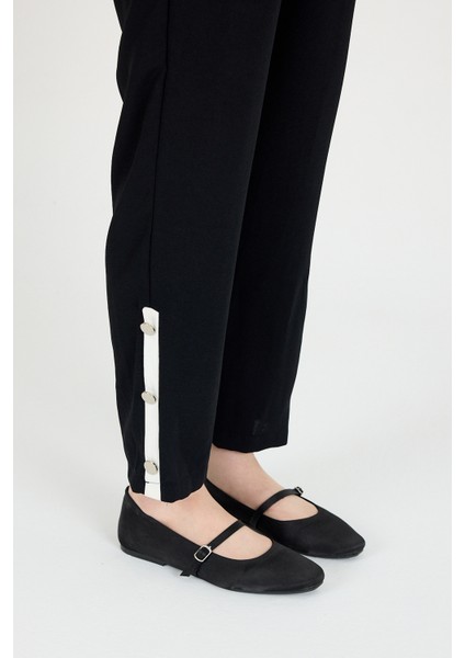 Siyah Bebe Yaka Düğmeli Tunik ve Yanı Şerit Detaylı Pantolon Takım 4661A fırsatları