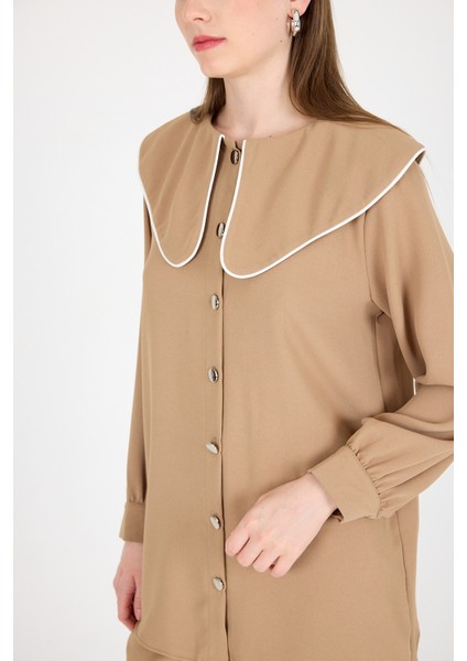 Vizon Bebe Yaka Düğmeli Tunik ve Yanı Şerit Detaylı Pantolon Takım 4661A fırsatları