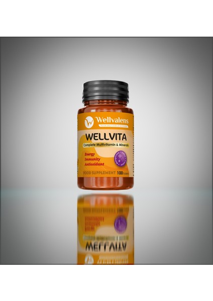 Wellvita Multivitamin & Mineral – 18 ve 6 Mineral ile Günlük Sağlık Desteği | 100 Tablet Vitamin C, E, B3, A, B5, D3, B2, B1, B6, B12, Çinko, Biotin, Iodine, Folik Asit, Selenyum, Bakır