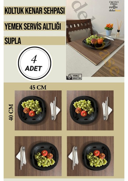 Ceviz (4 Adet) Çok Amaçlı Koltuk Kenar Sehpası, Supla, Yemek Servis Altlığı