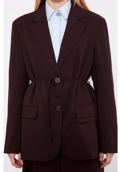 Acı Kahve Belden Ip Bağcıklı Etek Takım fırsatları