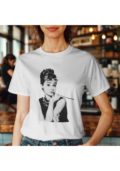 Audrey Hepburn Tişört - Beyaz modelleri